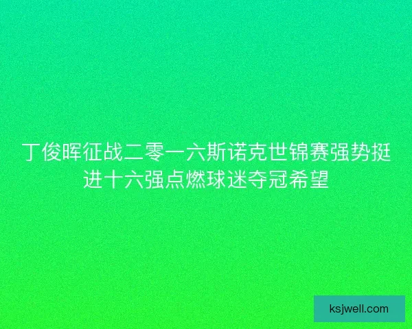 丁俊晖征战二零一六斯诺克世锦赛强势挺进十六强点燃球迷夺冠希望
